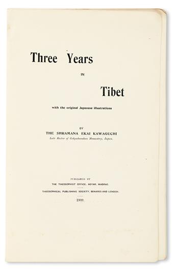 KAWAGUCHI, EKAI. Three Years in Tibet. 1909